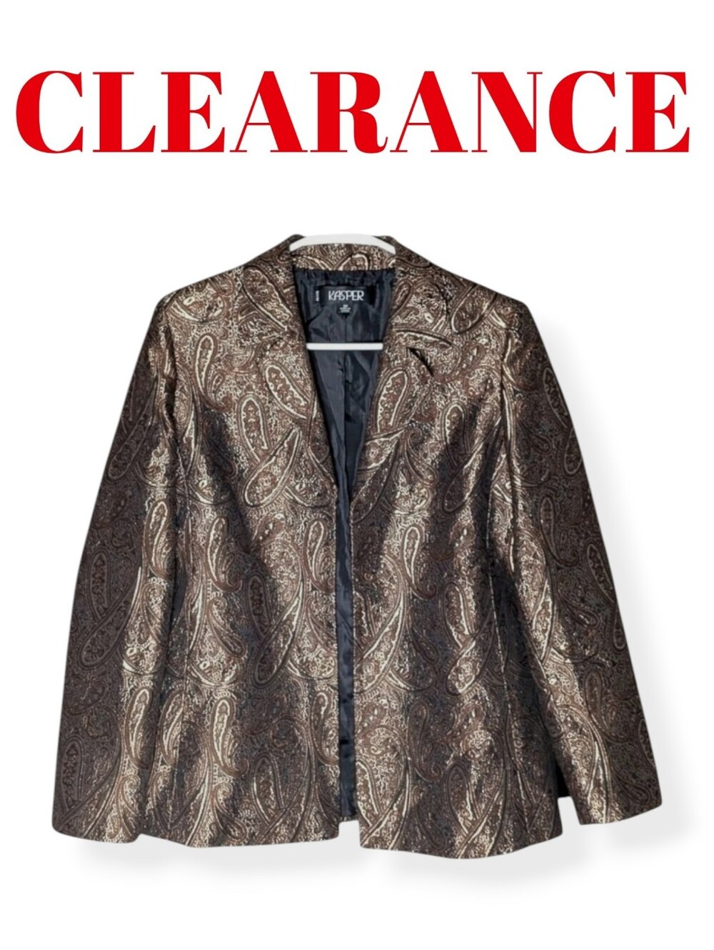 Kasper Petite Metallic Bronze Paisley Blazer Jacquard Brocade Jacket NO OFFERS